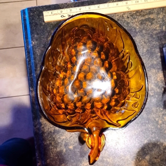 Vintage Indian Glass Amber fruit bowl - Picture 1 of 6